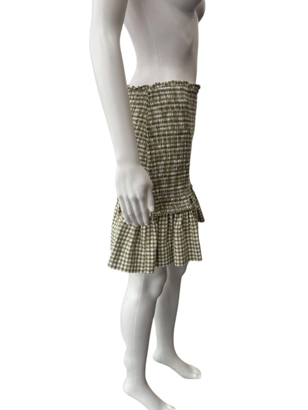 $298 Veronica Beard Green White Plaid Smocked Mini Cotton Aloya Dress size M - Picture 4 of 8